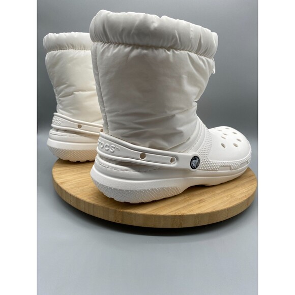 Crocs Mule Faux Fur Lined Boot Shoes White Pull On Lined Clogs 206630 Mens 10 - Picture 3 of 15